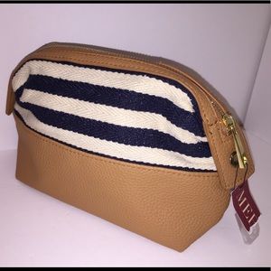 Merona makeup travel bag navy stripe pouch